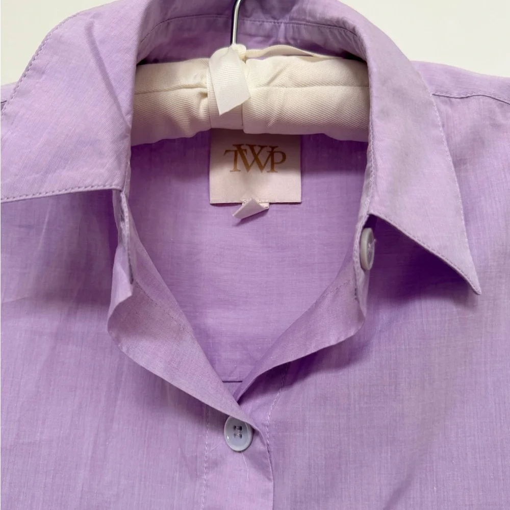 TWP Lavender Button-Up Cropped Shirt - Picture 2 of 5